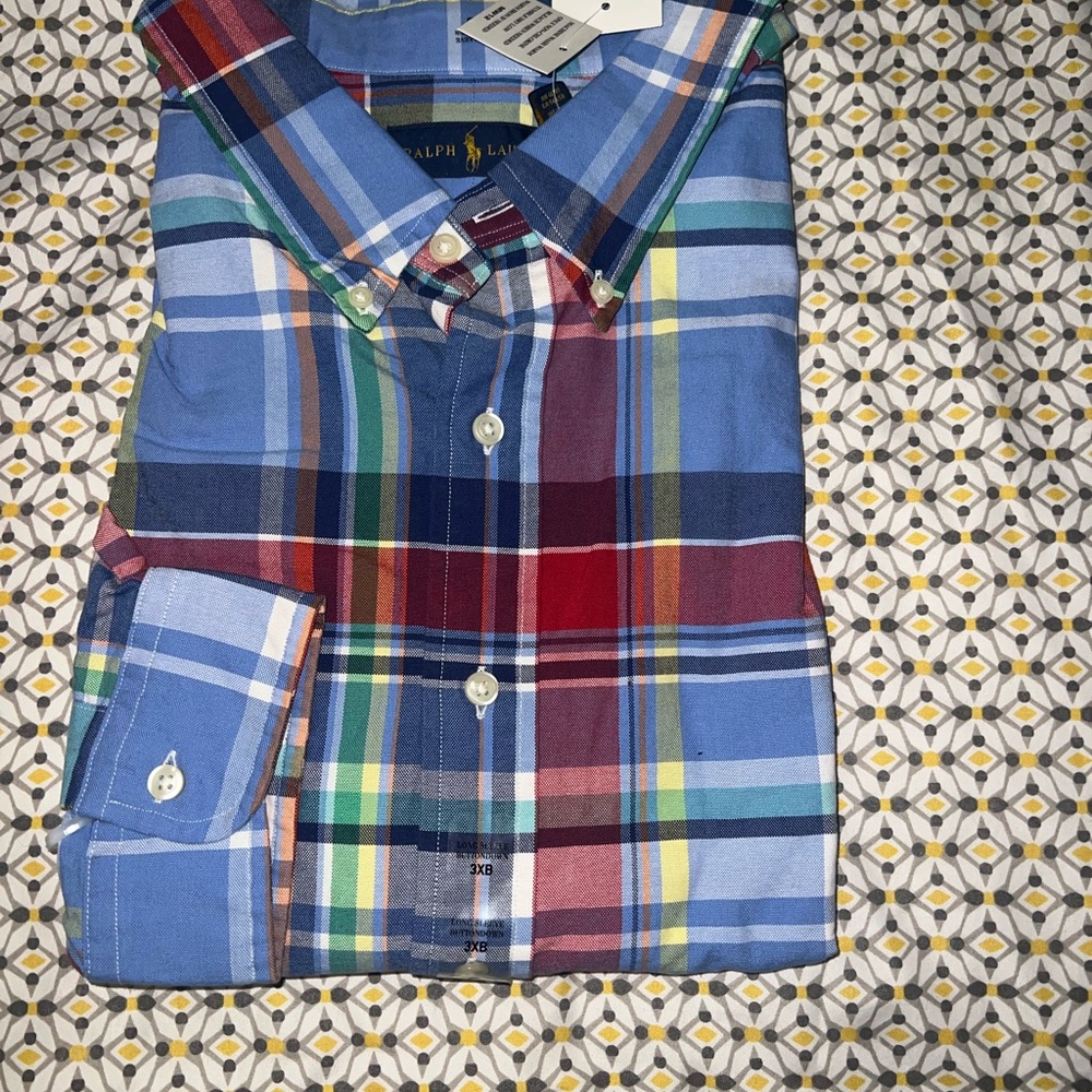 Ralph Lauren Blue Multi-Color Plaid Button-Down Shirt
